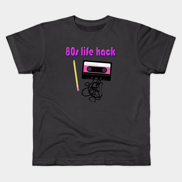 80s Life Hack Retro Cassette Kids T-Shirt by BennyBruise